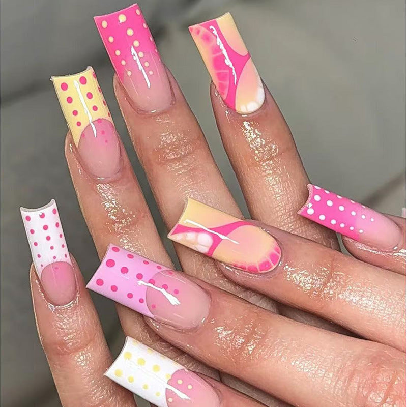 Lange Press-On-Nagelverlängerungen mit artistischen französischen Spitzen Brehn