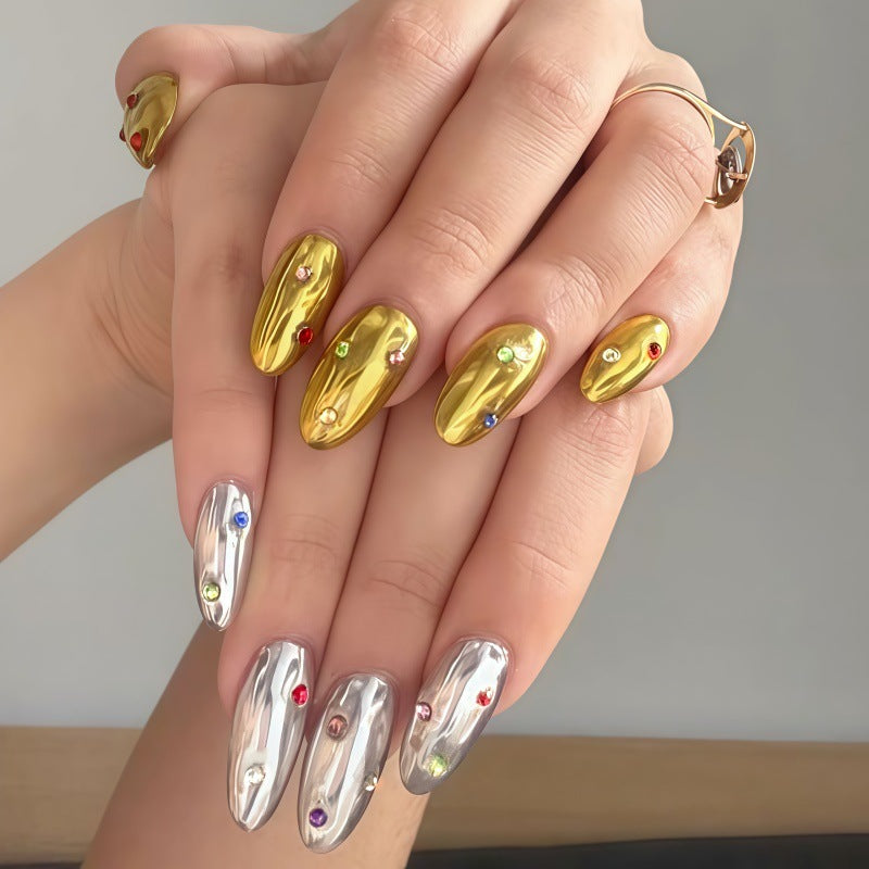 Glamouröse Metallic Press-On Nagelset Brehn