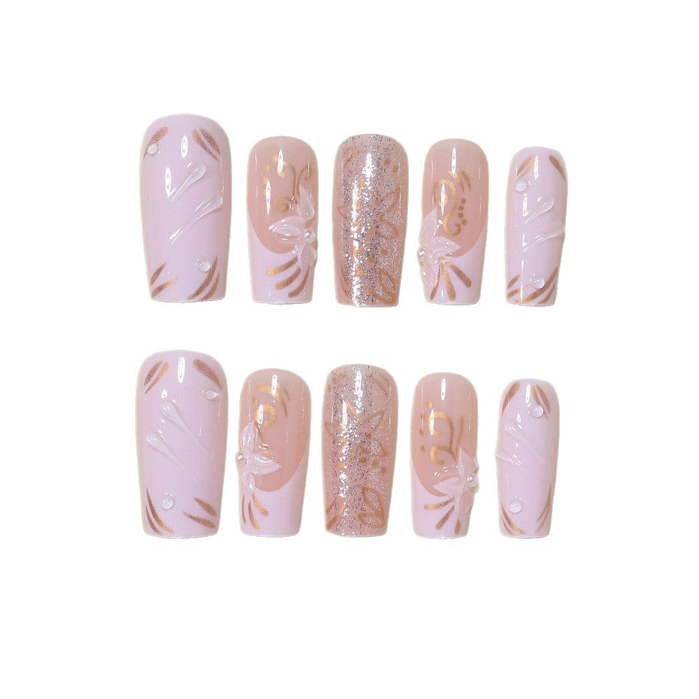 Dekoratives Langes Press-On Nagelkunst-Set Brehn