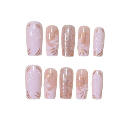 Dekoratives Langes Press-On Nagelkunst-Set Brehn