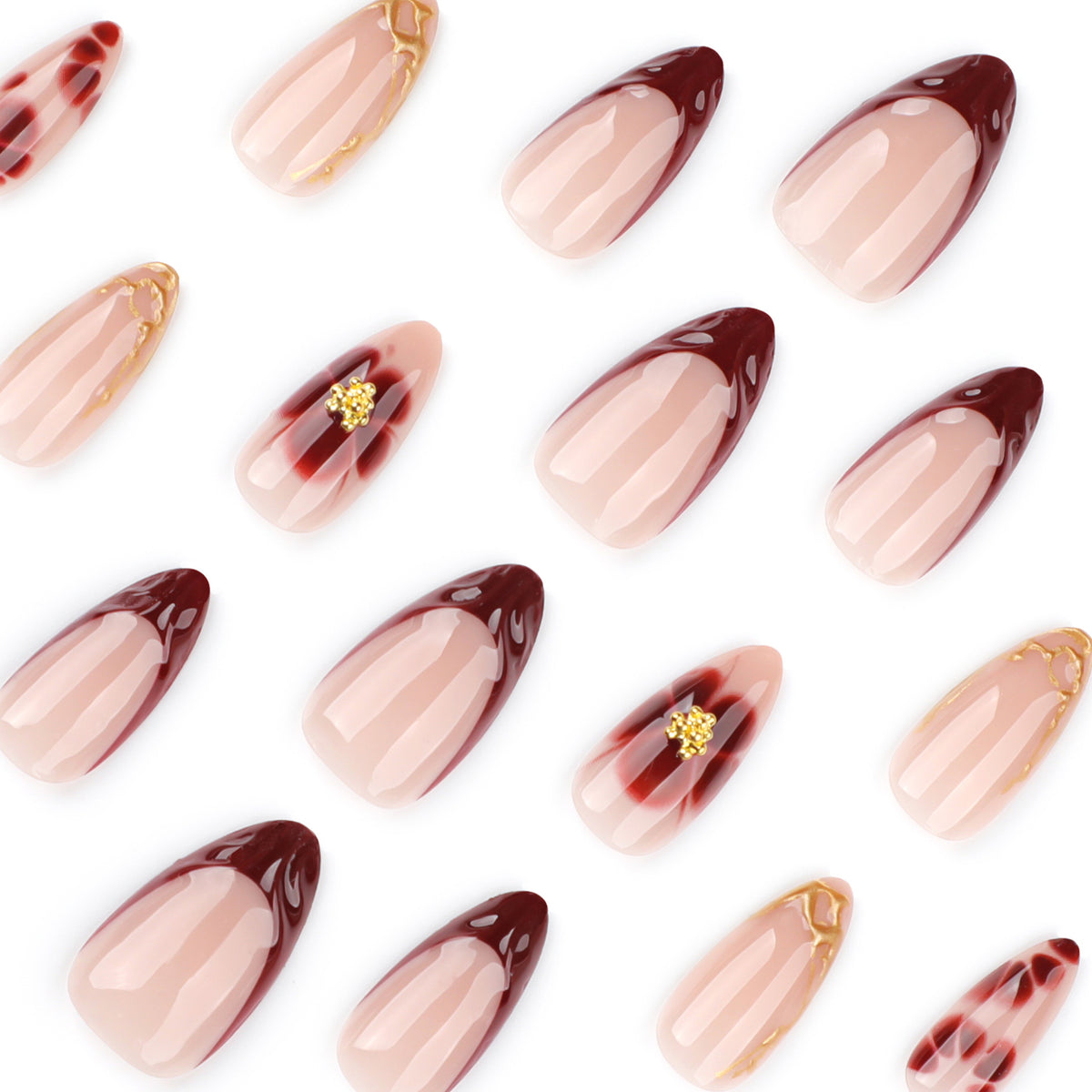 Künstliche Nagelkunst mit floralen Akzenten und Boutique-Design Brehn