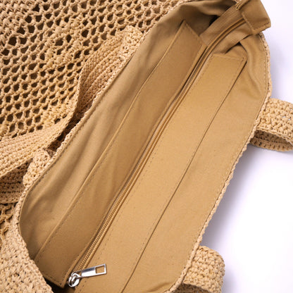 Große Makramee Tasche mit Lederakzenten Brehn