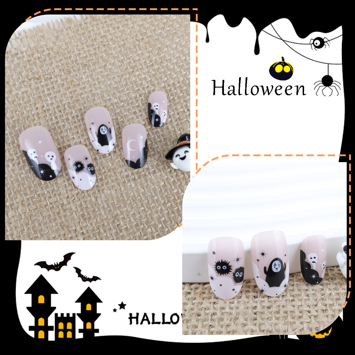 Kreatives Kunstnagelset mit Halloween-Motiven Brehn