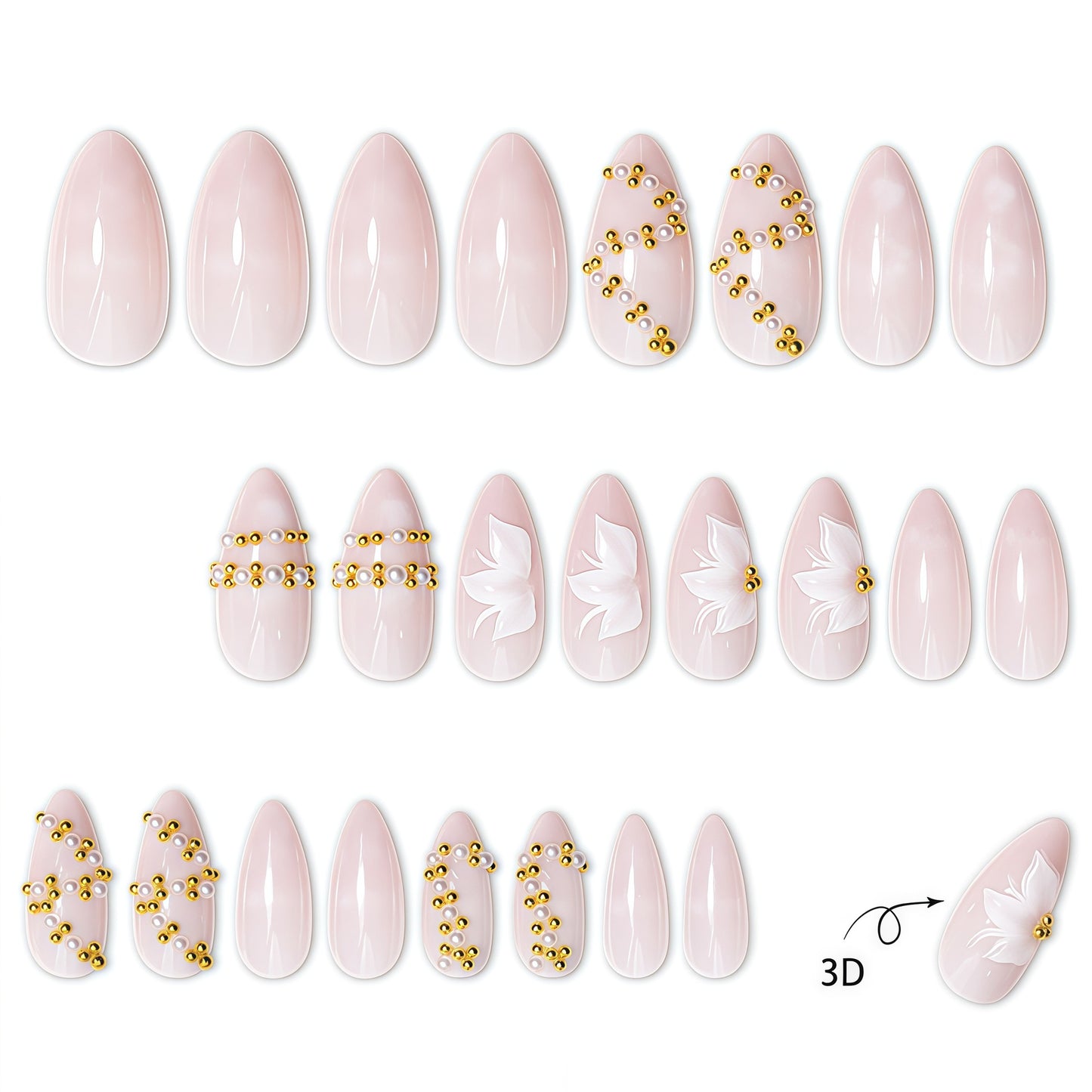 Elegante 3D Blumen Nagelkunst Design Brehn