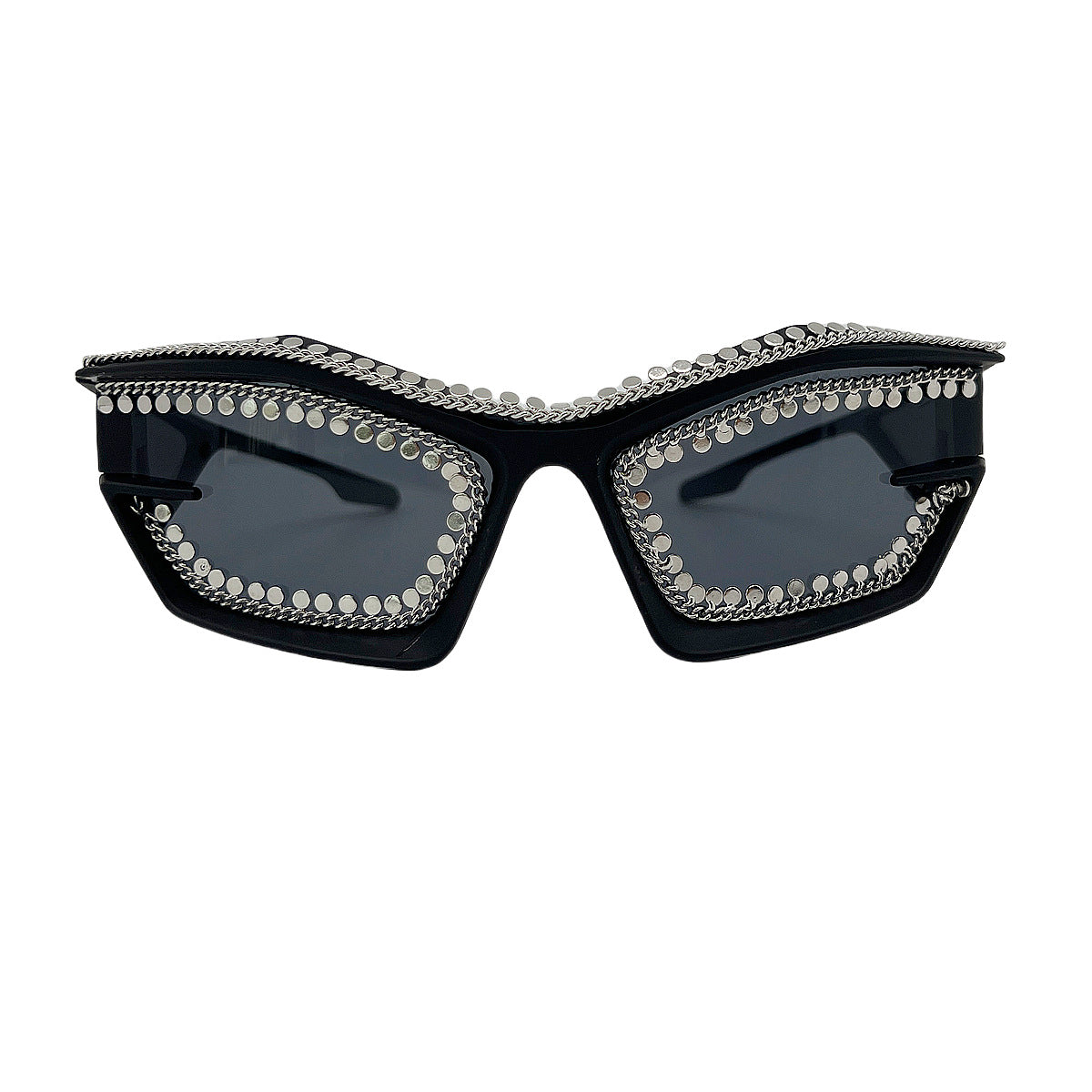 Damen Designer-Sonnenbrille im futuristischen Look mit funkelndem Strassbesatz Brehn