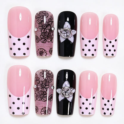Floral Lace Design Press-On Nagelkunst Brehn