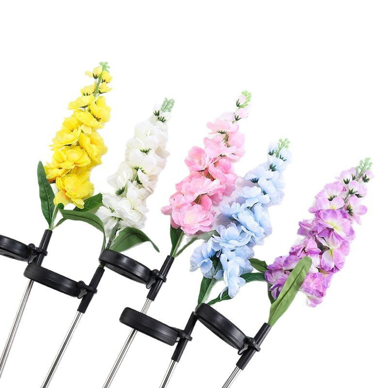 Großer künstlicher Delphinium-Blumenstecker mit verstellbarem Metall-Erdbodenstift und abnehmbarer Klemme Brehn