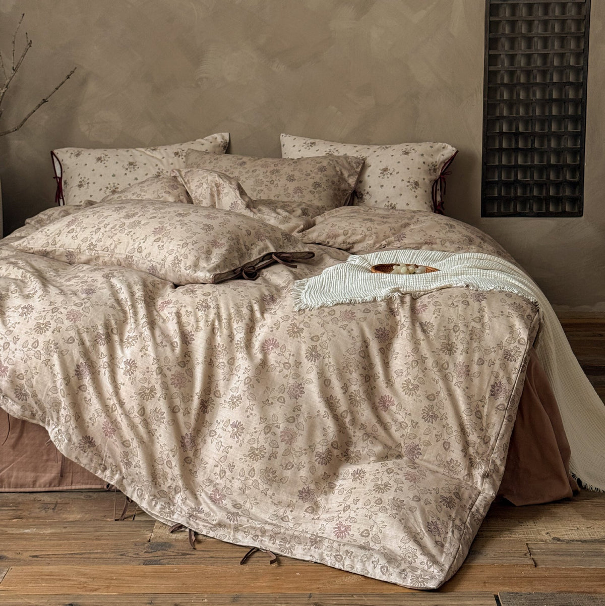 Blumen Baumwolle Percale Bettbezug Set mit Bindeschluss