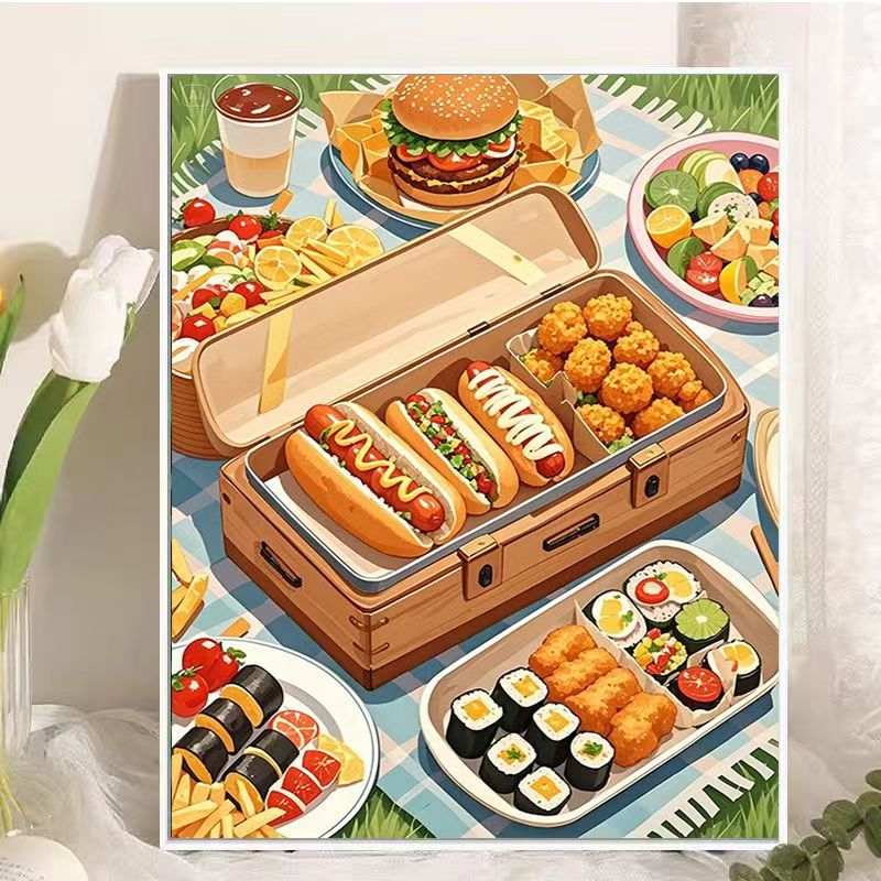 Picknick-Themen Essen Illustration Wandkunst Brehn