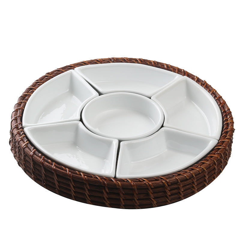 Unisex Servierteller mit integriertem Dip-Schalen-Set Brehn