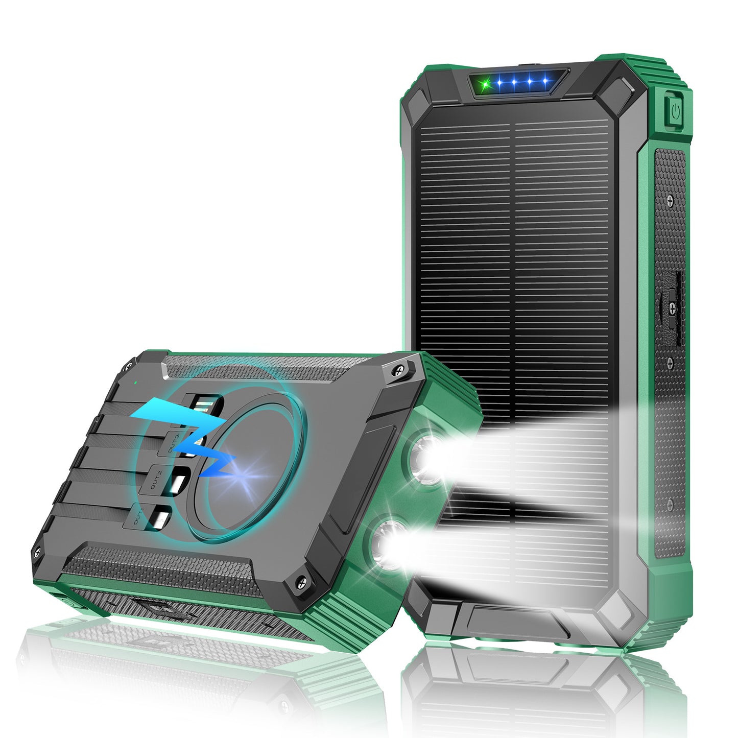 Solar- und Schnelllade-Powerbank mit LED-Taschenlampe Brehn
