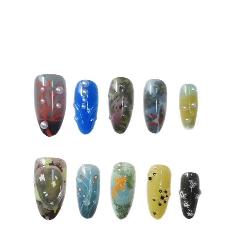 Künstlerische von marinen inspirierten Press-On Nagelkunst Brehn