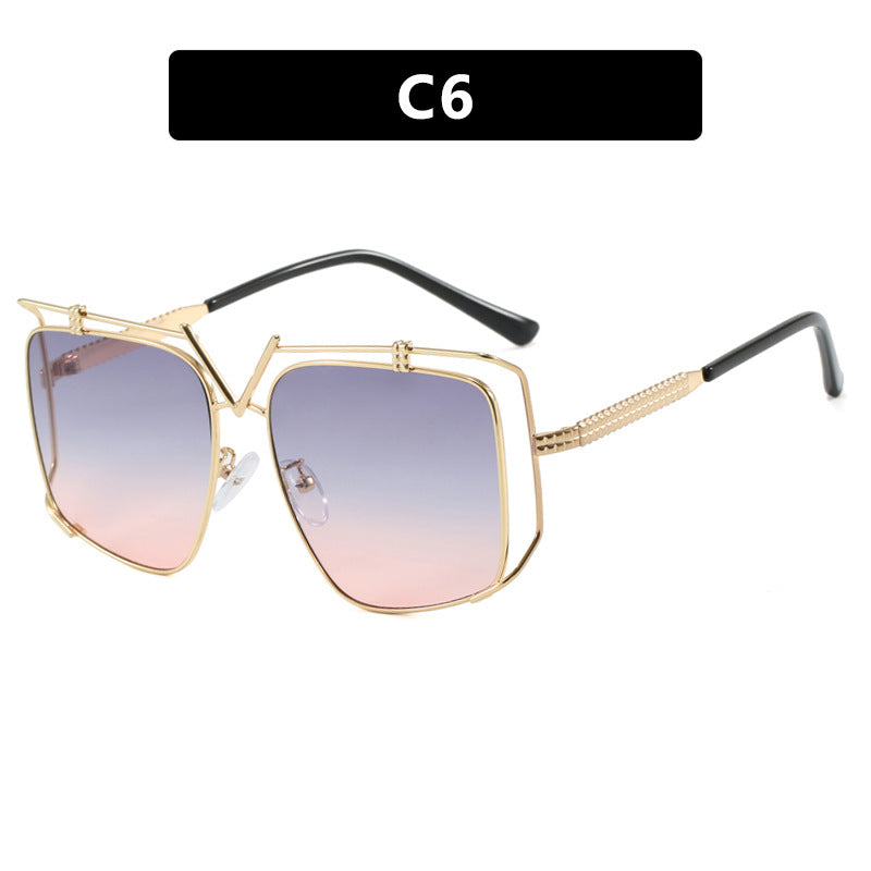 Damen futuristische Oversized-Sonnenbrille mit einzigartigem Geometrie-Rahmen Brehn