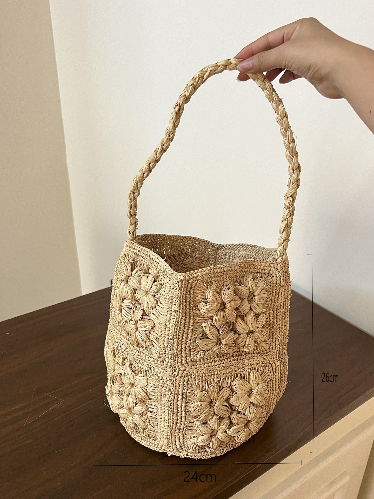 Handgefertigte Strohtasche mit Weichem Innenfutter Brehn