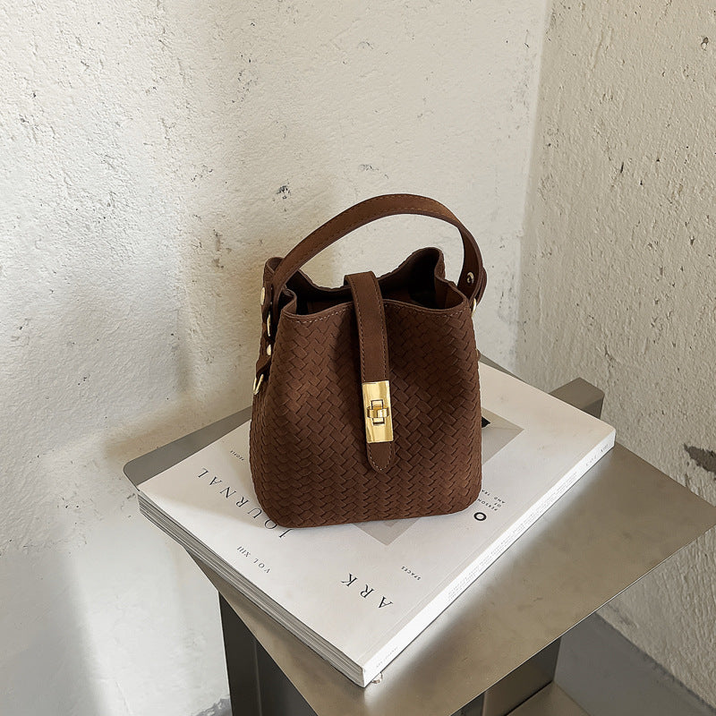 Gewebte Leder Eimer-Handtasche