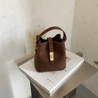 Gewebte Leder Eimer-Handtasche
