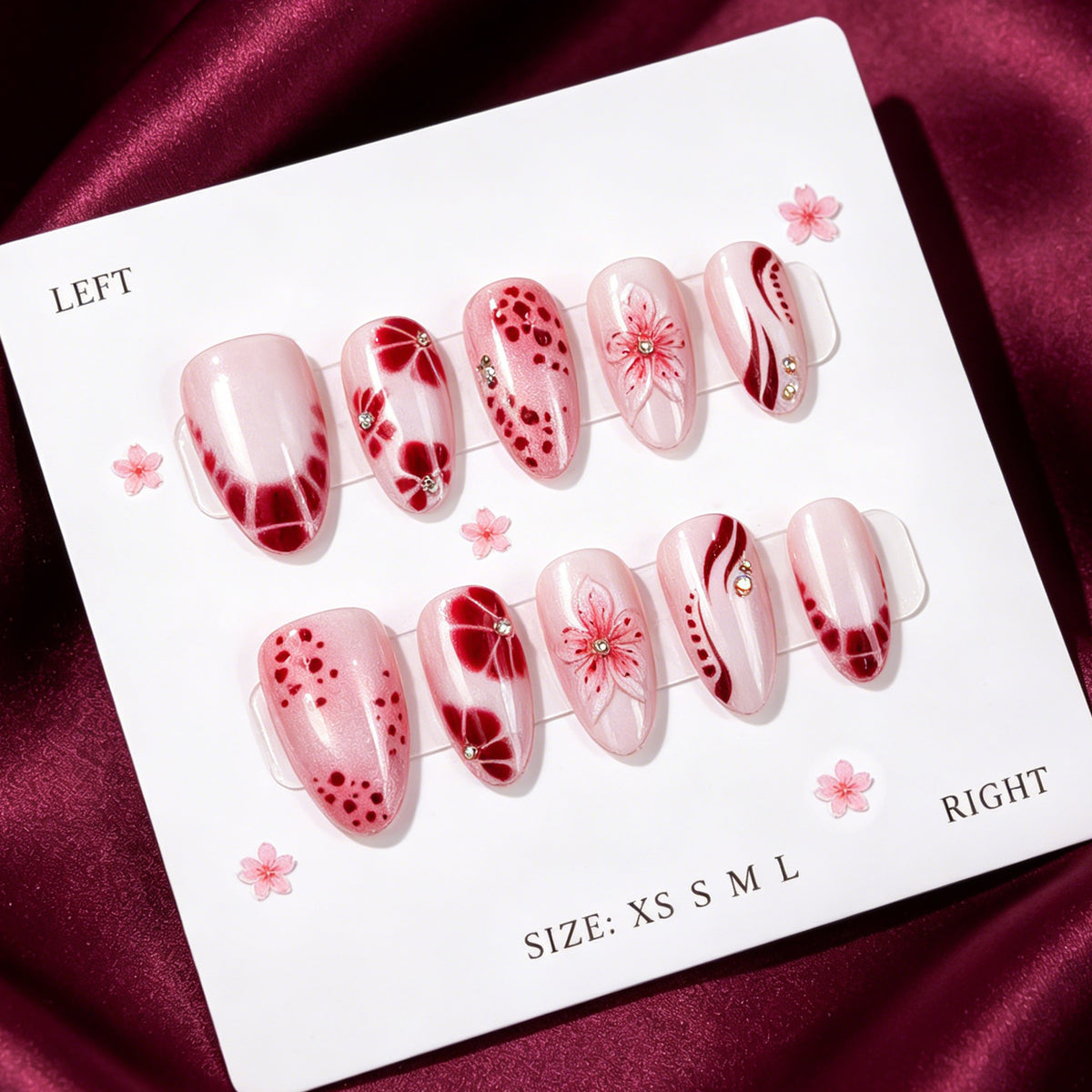 Blumeninspiriertes Press-On Nagelkunst Set