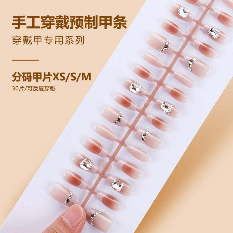 Premium Ombre Press-On Nail Set mit Strassakzenten Brehn