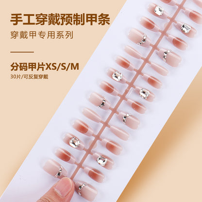 Premium Ombre Press-On Nail Set mit Strassakzenten Brehn
