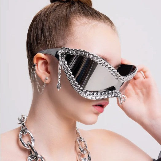Damen modische Sonnenbrille mit Kettenrahmen Brehn