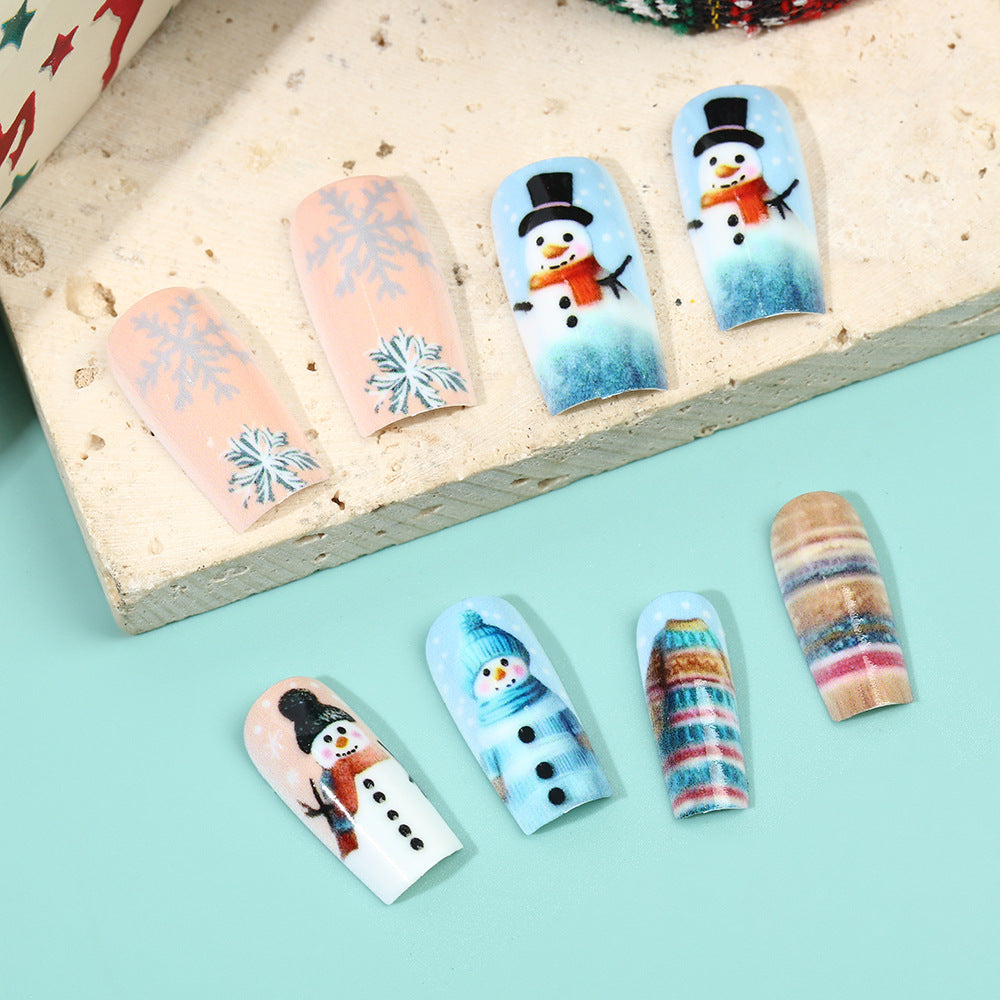 Festliche Kunstnägel mit Schneemann-Motiv Brehn
