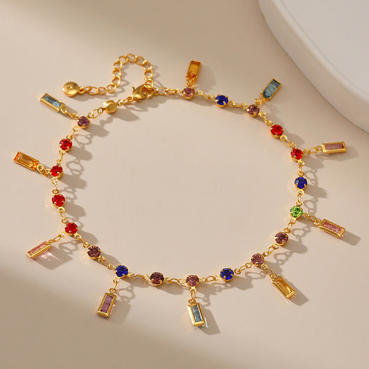 Farbige Edelstein Charm Fußkette Brehn