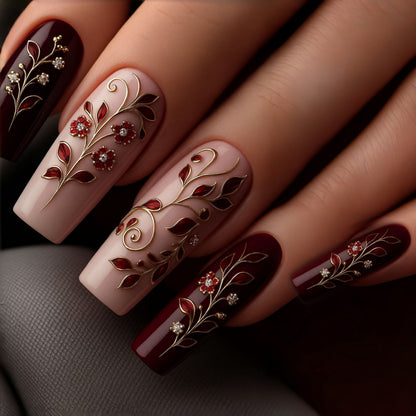 Kunstnägel mit eleganten floralen Verzierungen Brehn