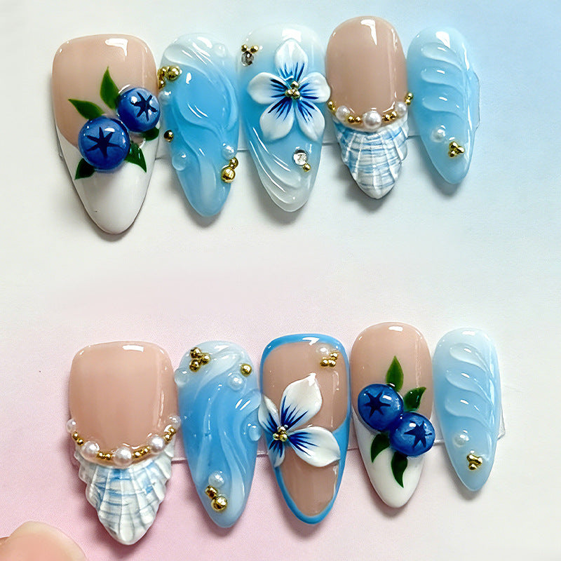 Dekorativer Floral Press-On Nail Set Brehn 1788495872