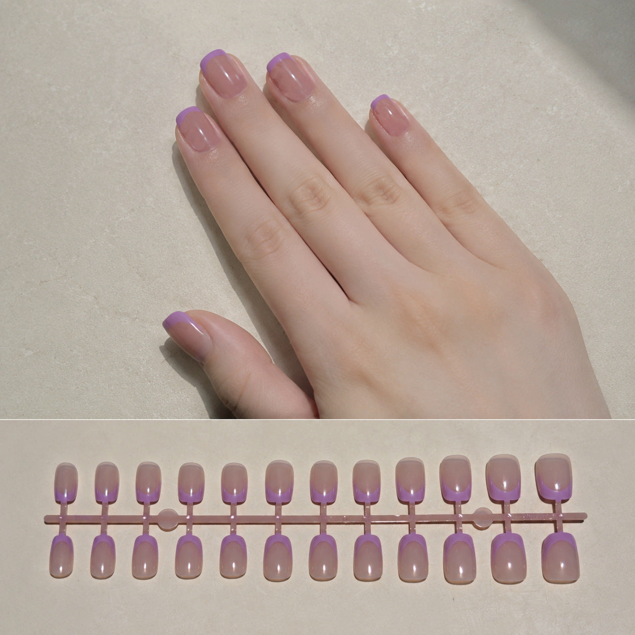 Chic Französisches Tip Press-On Nagelkunstset Brehn