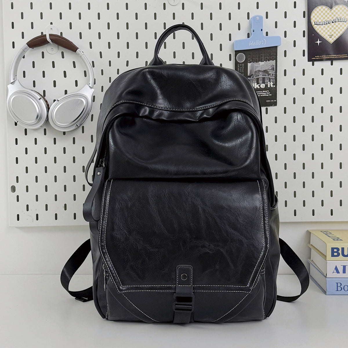 Stylischer Mehrfachfach-Leder-Laptop-Rucksack Brehn