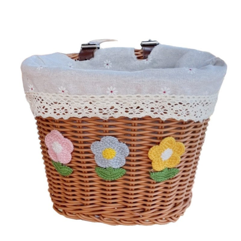 Blumengestickter geflochtener Aufbewahrungskorb Brehn