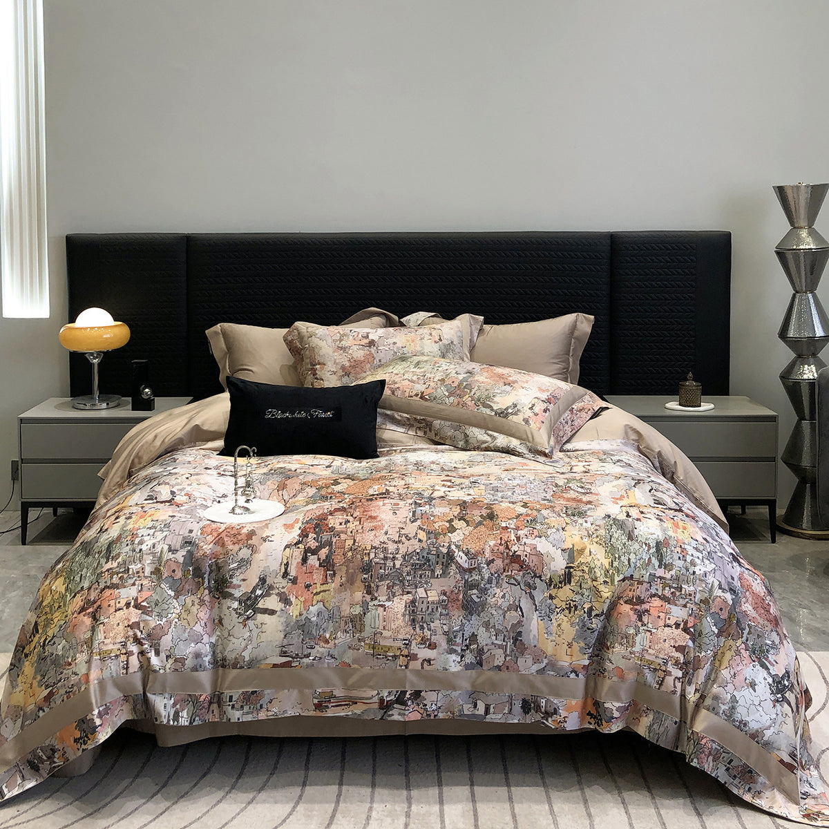 Luxuriöses Baumwollsatin-Bettwäsche-Set mit Tier-Toile-Motiv und Satinkante