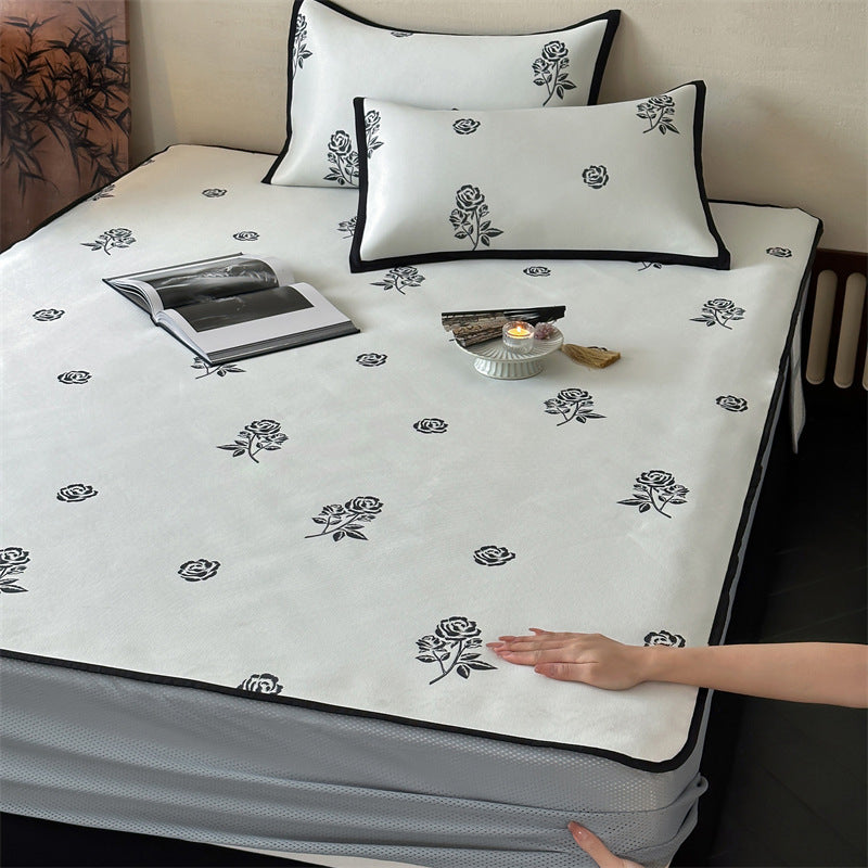 Bettlaken-Set mit floraler Allover-Print und dekorativer Saumblende
