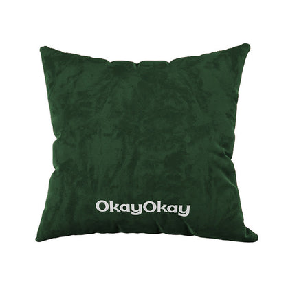Rectangular Velvet Lumbar Pillow Cover with Hidden Zipper and Embroidered Slogan