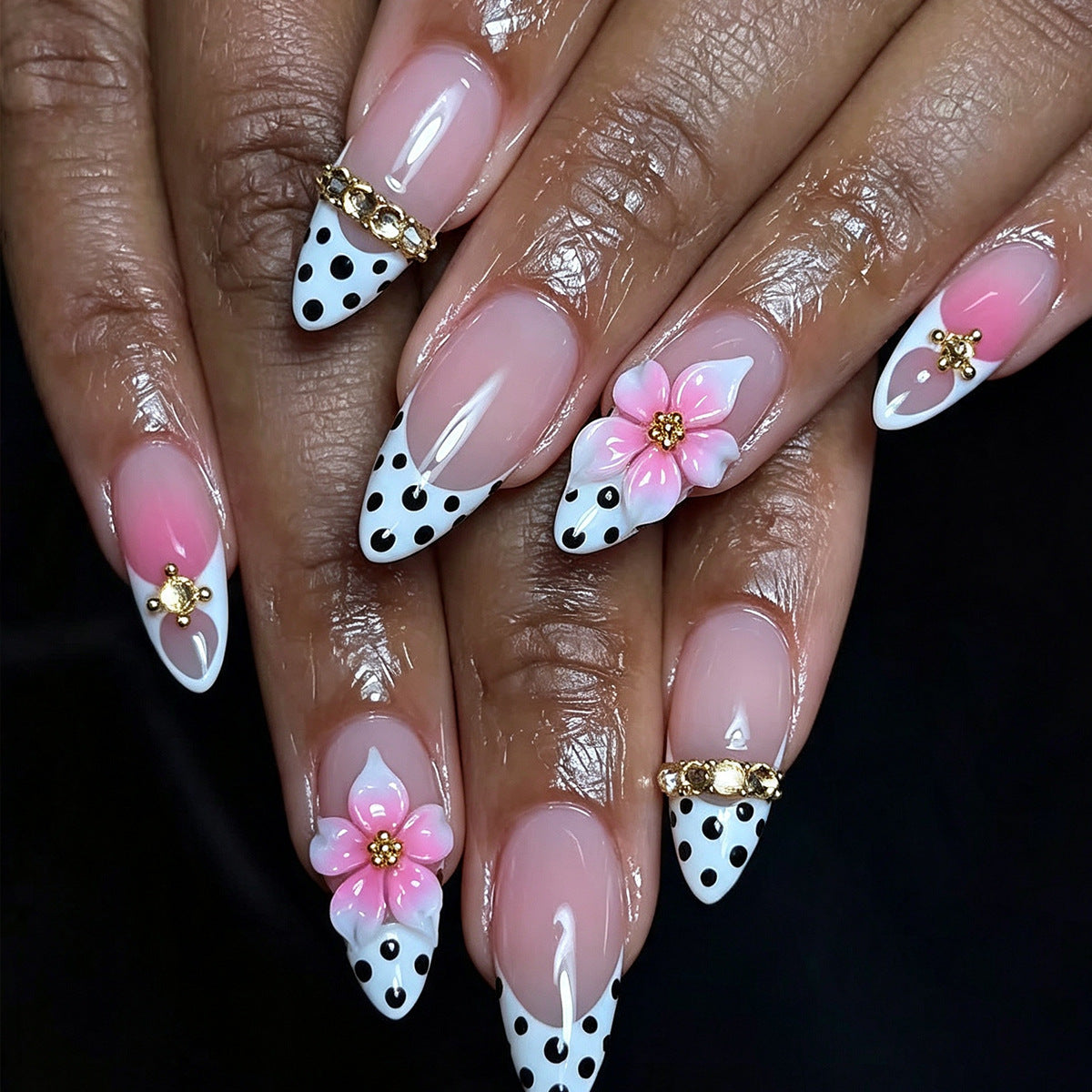 Florale Akzent Stiletto Nagelkunst Extensions Brehn