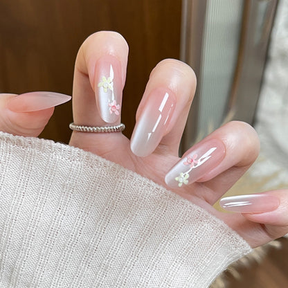 Blumenverzierte Stiletto Drucknägel Brehn