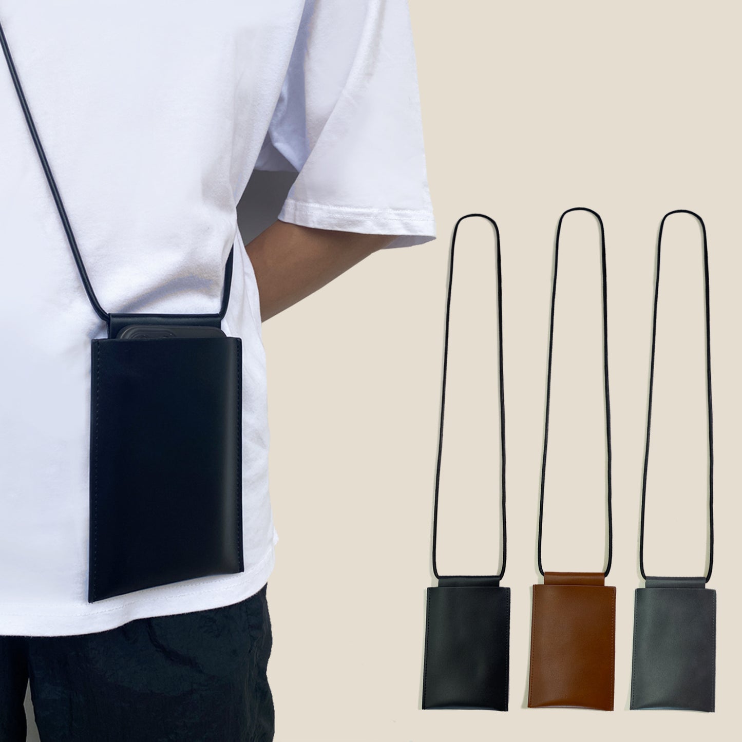 Minimalistischer Lederhandyhalter Brehn