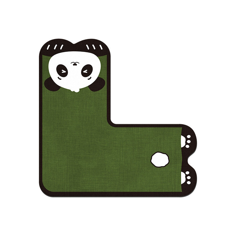 L-Shaped Anti-Fatigue Kitchen Mat with Non-Slip Backing and Panda Illustration
