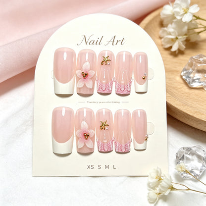 Künstlerisches Press-On-Nagel-Set mit Gel und Nagelfeile