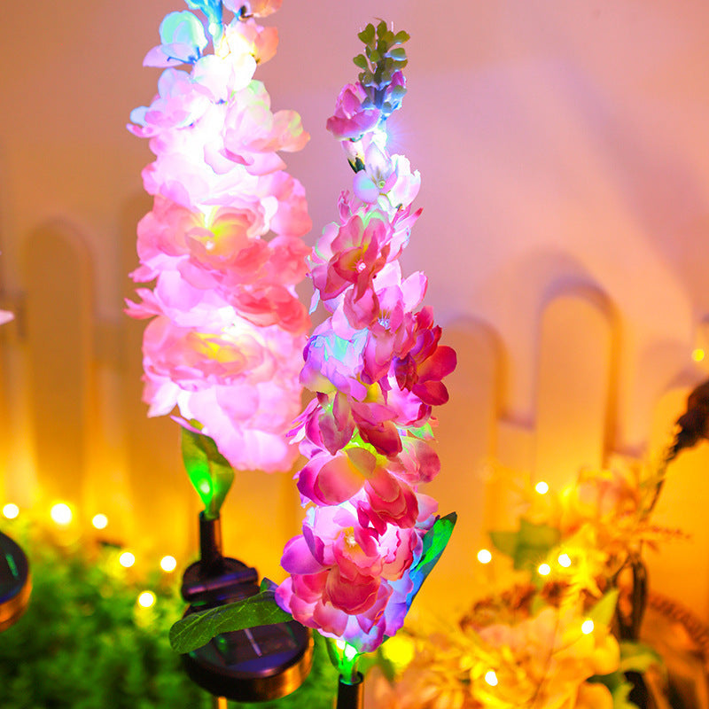 Dekorativer hoher künstlicher Delphinium-Gartenstecker mit Edelstahlspike und verstellbarem Clip Brehn