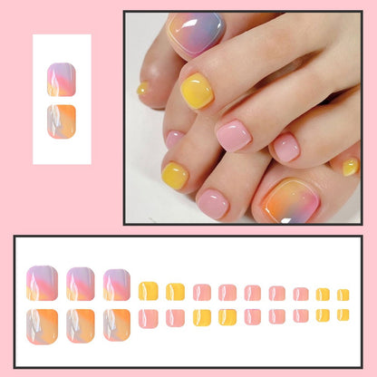 Fußnagelkunstset mit buntem Farbverlauf und eleganten Designs Brehn