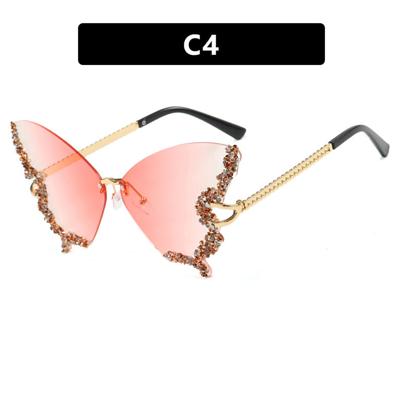 Damen große Cat-Eye Sonnenbrille mit funkelndem Strassbesatz und elegantem Rahmen Brehn