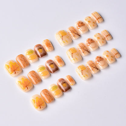 Künstlerisches Saisonal Blätter Press-On Nagelkuns Set Brehn