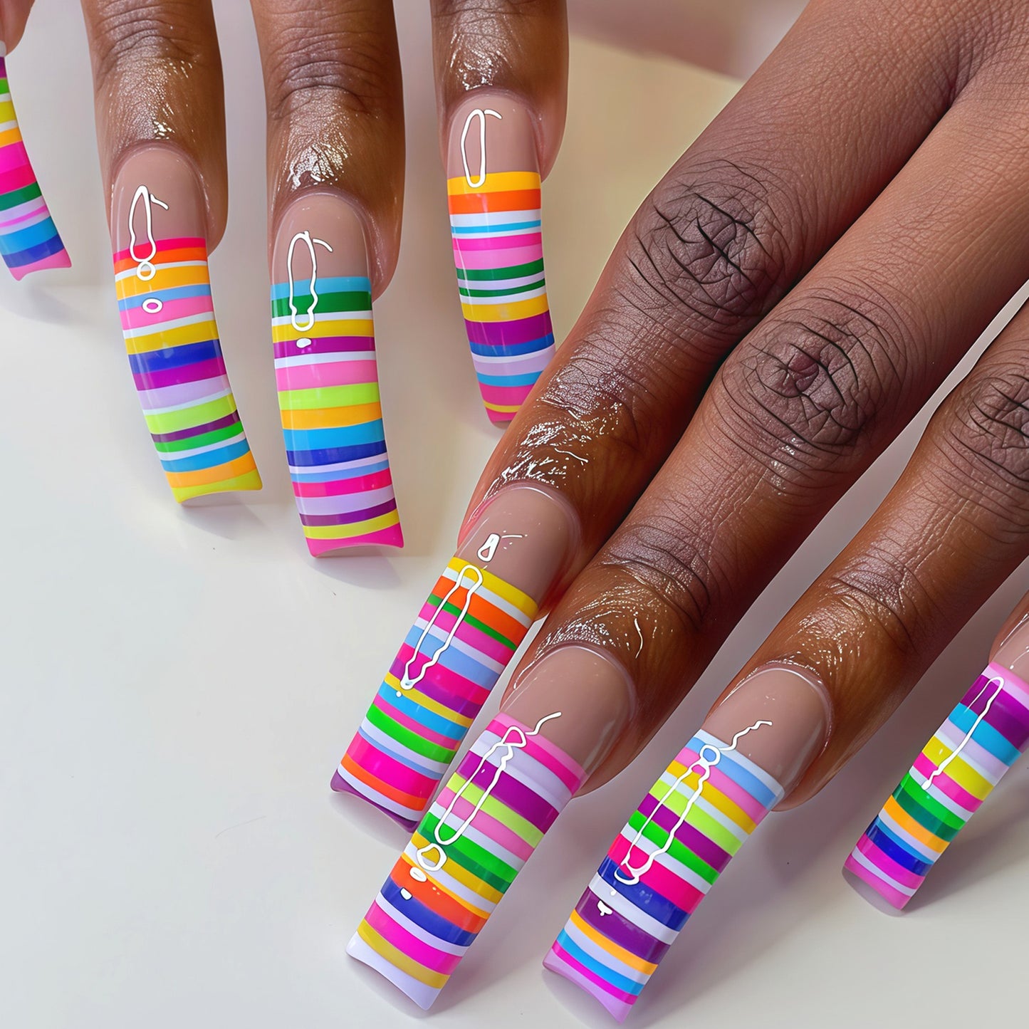 Bunte gestreifte Nagelkunst Tipps Brehn