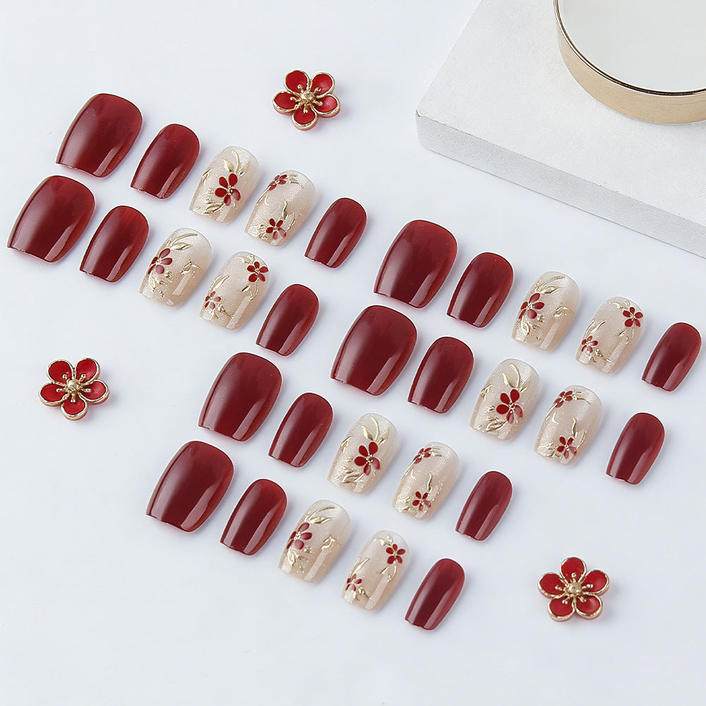 Elegantes Blumen-Press-On-Nagelset Brehn