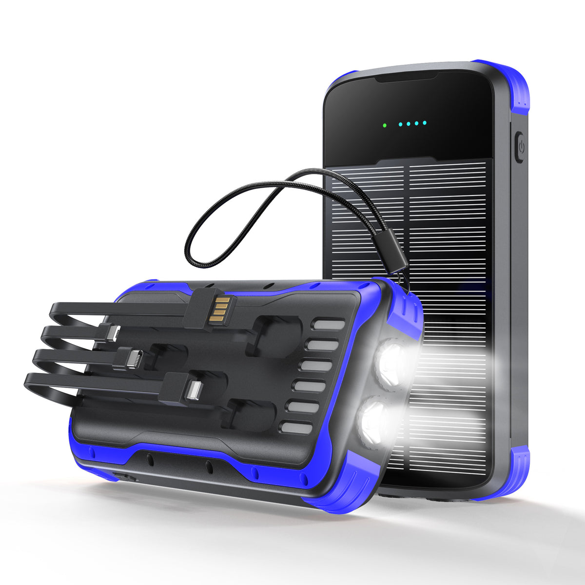 Multifunktionale Solar Powerbank mit Integrierter Led-Lampe und Mehreren Anschlüssen Brehn
