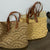 Handgewebte Makramee-Tasche mit Ledergriffen Brehn