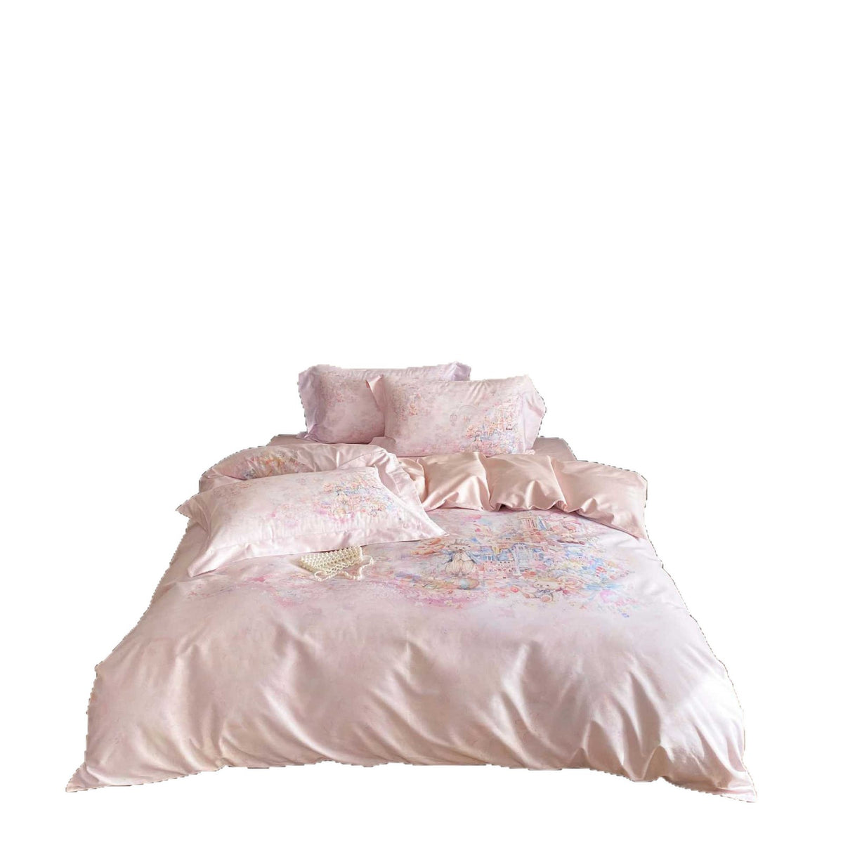 zartes Baumwollsatin-Bettwäscheset mit märchenhaftem Aquarellmotiv