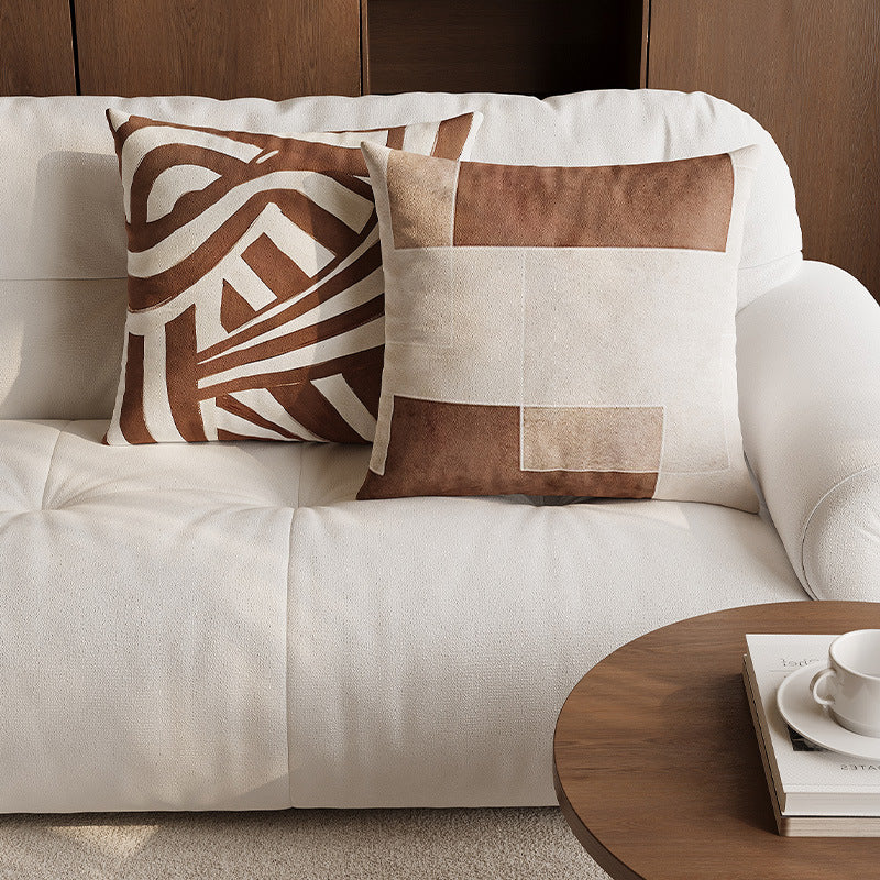 Textured Wavy Embroidered Linen-Cotton Throw Pillow Cover