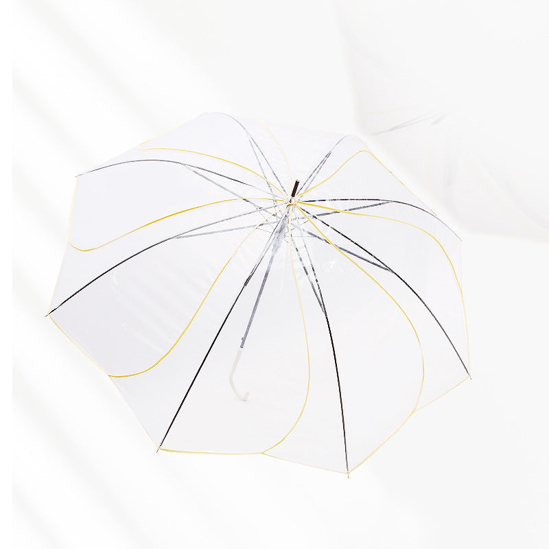 Damen Transparentes Design Faltregenschirm Brehn